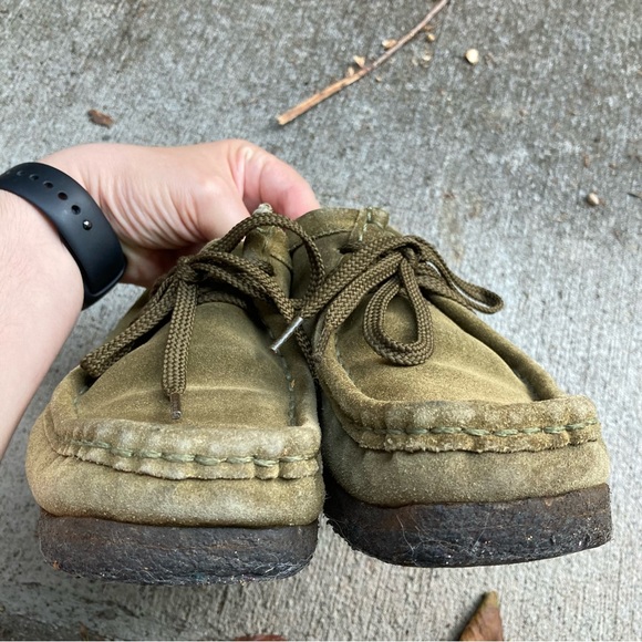 Clarks Swamp Green Low Cut Wallabees Crepe Sole 78102 Shoes Womens 8 EUC Desert - Picture 9 of 11